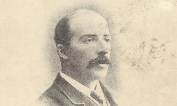 Hand drawn picture of a smartly dressed middle aged man with a moustache