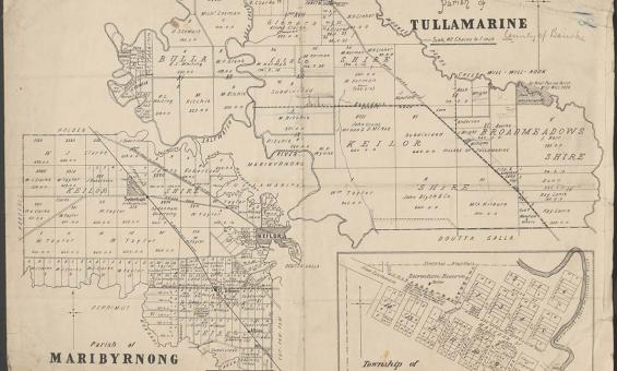 1892 map of the Parish of Tullamarine and Parish of Maribrynong