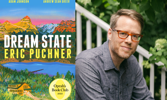 Book cover for A Dream State and a headshot of author Eric Puchner