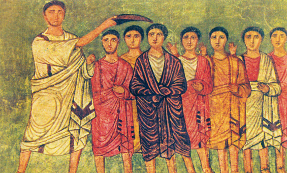 An illustration of eight people wearing textiles