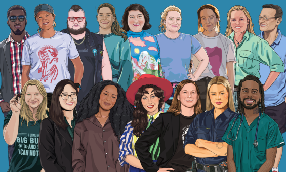 Poster portrait of various people from various fields of work